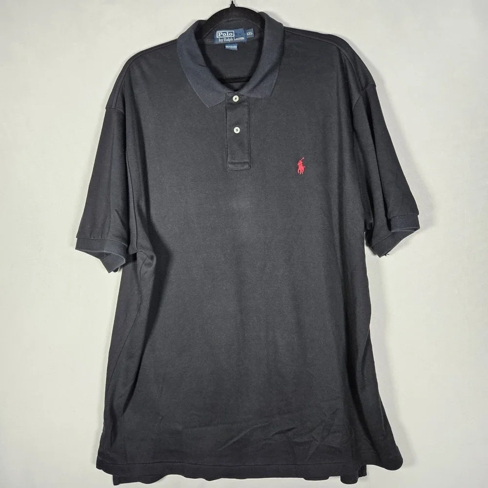 Polo Ralph Lauren Polo Shirt Men XXL Black Cotton Performance Preppy Short Sleev